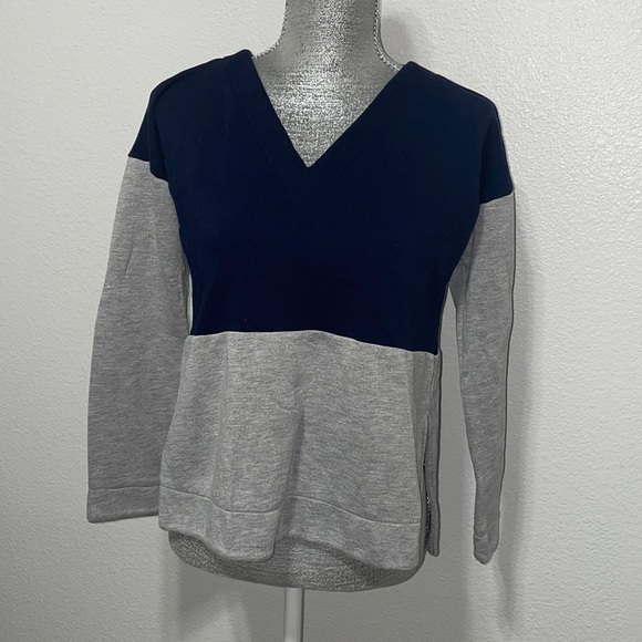 Madewell Crosswalk Pullover V Neck Color Block Sweatshirt Small‎ - Picture 1 of 6